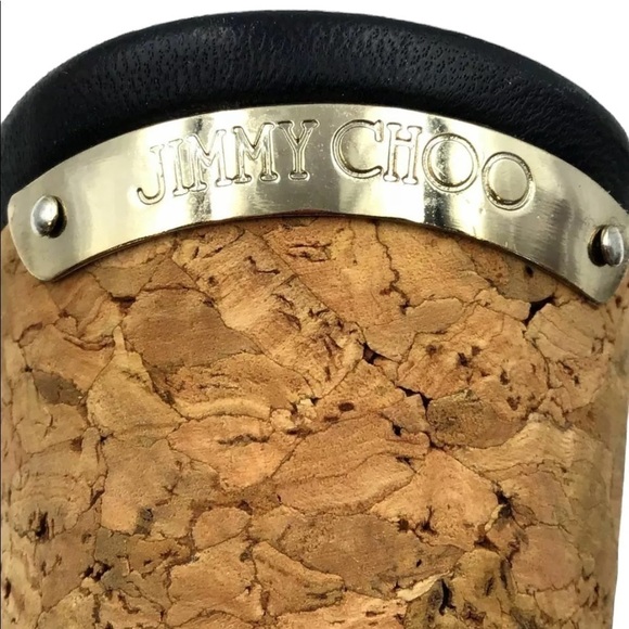 Jimmy Choo Women’s Snakeskin Embossed Leather and Cork Slide Wedge Sandals - Picture 13 of 16